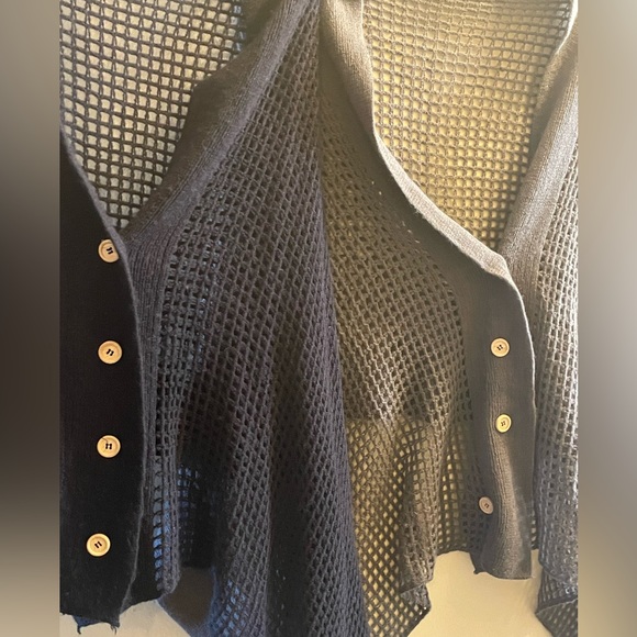 Unbranded Button Down Netted Shawl Cover Wrap Black & Gray Cape Women’s XL - Picture 2 of 5